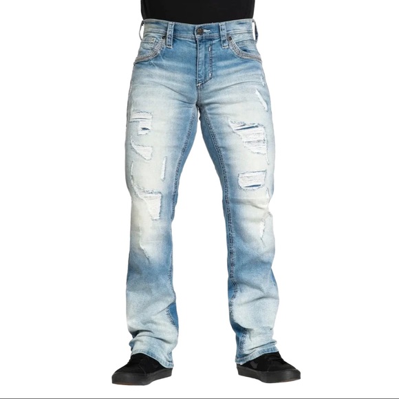 Affliction Men's Denim Jeans ACE APEX MIDLAND Embroidered Blue - Picture 2 of 9